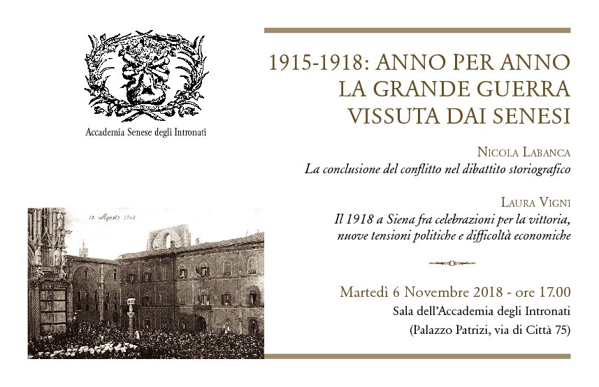 Conferenza conclusiva ciclo “1915-1918: anno per anno la grande guerra vissuta dai senesi”