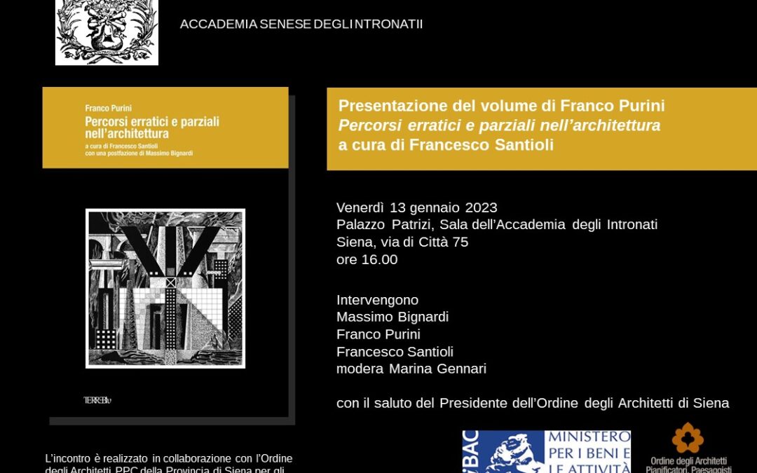 Presentazione del volume di Franco Purini: Percorsi erratici e parziali nell’architettura